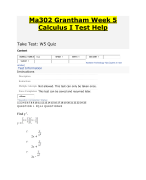 Ma302 Grantham Week 5  Calculus I Test Help 2024