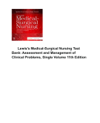 Lewis's Medical-Surgical Nursing Test  Bank: Assessment and Management of  Clinical Problems, Single Volume 11th Edition All Chapters 1 - 68