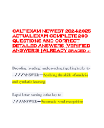 CALT EXAM NEWEST 2024-2025 ACTUAL EXAM COMPLETE 200 QUESTIONS AND CORRECT DETAILED ANSWERS (VERIFIED ANSWERS) |ALREADY GRADED A+
