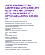 ATI RN PHARMACOLOGY  LATEST EXAM WITH COMPLETE  QUESTIONS AND CORRECT  DETAILED ANSWERS WITH  RATIONALE ALREADY GRADED  A+