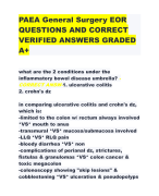 PAEA General Surgery EOR QUESTIONS AND CORRECT VERIFIED ANSWERS GRADED A+     