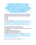 THERAPIST MULTIPLE-CHOICE  EXAMINATION PRACTICE TEST NEWEST EXAM 2024 100 QUESTIONS  AND DETAILED ANSWERS WITH  RATIONALES GRADED A