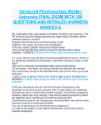 Advanced Pharmacology Walden  University FINAL EXAM WITH 150 QUESTIONS AND DETAILED ANSWERS  GRADED A
