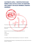 XACTIMATE LEVEL 1 CERTIFICATION EXAM NEWEST 2024-VERIFIED AND BEST ANSWERS AND QUESTION WITH UPDATED 2024 QUESTIONS AND ANSWERS