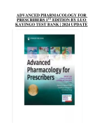 ADVANCED PHARMACOLOGY FOR  PRESCRIBERS 1ST EDITION BY LUO  KAYINGO TEST BANK | 2024 UPDATE