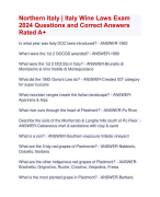 Northern Italy | Italy Wine Laws Exam  2024 Questions and Correct Answers  Rated A+ | Verified Northern Italy Wine Laws 2024 Quizexam with Accurate Solutions ARanking  Allpass
