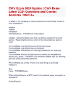 CWV Exam 2024 Update | CWV Exam  Latest 2024 Questions and Correct  Answers Rated A+ | Verified CWV 2024 QuizExam with Accurate Solutions  Aranking All Pass