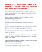 Macbeth ACT 3 Actual Exam Update 2024 |  Macbeth ACT 3 Exam Latest 2024 Questions  and Correct Answers Rated A+ | Verified Macbeth Act 3 Quizexam with Accurate Solutions Aranking All pass