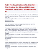 Act 4 The Crucible Exam Update 2024 |  The Crucible Act 4 Exam 2024 Latest  Questions and Correct Answers Rated  A+ | Verified The Crucible Act 4 Quizexam with  Accurate Solutions ARanking All pass 