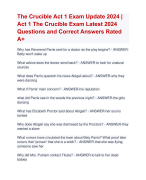 The Crucible Act 1 Exam Update 2024 |  Act 1 The Crucible Exam Latest 2024  Questions and Correct Answers Rated  A+ | Verified Act 1 The Crucible Quizexam with Accurate Solutions ARanking Allpass