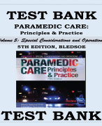 PARAMEDIC CARE- PRINCIPLES & PRACTICE, 5TH EDITION Volume 5 Special Considerations and Operations BLEDSOE TEST BANK