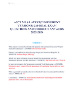 ASCP MLS LATEST(2 DIFFERENT  VERSIONS) 210 REAL EXAM  QUESTIONS AND CORRECT ANSWERS  2024