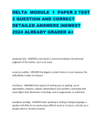 DELTA MODULE 1 PAPER 2 TEST 2 QUESTION AND CORRECT DETAILED ANSWERS |NEWEST 2024 ALREADY GRADED A+
