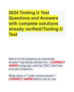 2024 Tooling U Test Questions and Answers with complete solutions already verified//Tooling U Test     