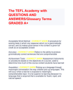 The TEFL Academy with QUESTIONS AND ANSWERS/Glossary Terms GRADED A+     