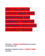 2024 CrossFit L3 LATEST EXAM WITH QUESTIONS AND CORRECT VERIFIED ANSWERS/ 2023-2024 Crossfit L1 Review 