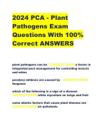 2024 PCA - Plant Pathogens Exam Questions With 100% Correct ANSWERS 