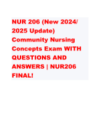 NUR 206 (New 2024/ 2025 Update) Community Nursing Concepts Exam WITH QUESTIONS AND ANSWERS | NUR206 FINAL!