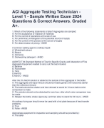 ACI Aggregate Testing Technician - Level 1 - Sample Written Exam 2024 Questions & Correct Answers. Graded A+.