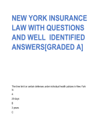 NEW YORK INSURANCE  LAW WITH QUESTIONS  AND WELL IDENTIFIED  ANSWERS[GRADED A]