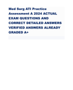 Med Surg ATI Practice  Assessment A 2024 ACTUAL  EXAM QUESTIONS AND  CORRECT DETAILED ANSWERS  VERIFIED ANSWERS ALREADY  GRADED A+