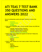 ATI TEAS 7 TEST BANK350 QUESTIONS ANDANSWERS 2022
