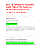 HESI RN MATERNAL NEWBORN  CARE PREDICTOR EXAM 2024  WITH VERIFIED ANSWERS  ALREADY GRADED A+