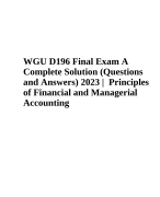 WGU D196 Final Exam A  Complete Solution (Questions  and Answers) 2023 | Principles  of Financial and Managerial  Accounting