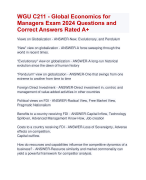 WGU C211 - Global Economics for  Managers Exam 2024 Questions and  Correct Answers Rated A+ | Verified WGU C211 Global Economics for Managers Exam UpdateLatest 2024 Questions with Accurate Solutions Aranking AllPass  Agrade