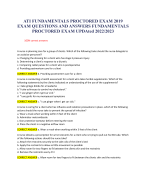 ATI FUNDAMENTALS PROCTORED EXAM 2019  EXAM QUESTIONS AND ANSWERS FUNDAMENTALS  PROCTORED EXAM UPDAted 2022/2023