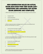 NEW GENERATION NCLEX RN ACTUAL  EXAM 2024-2025 POST TEST EXAM (100+  QUESTIONS AND ANSWERS) TOP RATED  EXAM (GENUINE AND COMPLETE) 