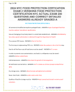 2024 NYC FOOD PROTECTION CERTICATION EXAM 2 VERSIONS FOOD PROTECTION CERTIFICATION NYC ACTUAL EXAM 200 QUESTIONS AND CORRECT DETAILED ANSWERS ALREADY GRADED A