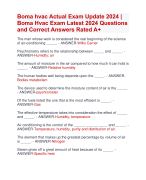 Boma hvac Actual Exam Update 2024 | Verified Boma Hvac QuizExam with Accurate Solutions Aranking Allpass 
