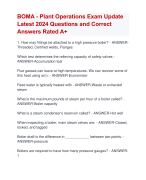 BOMA - Plant Operations Exam Update  Latest 2024 Questions and Correct  Answers Rated A+ | BOMA Plant Operations Quizexam with Accurate Solutions  Aranking allpass