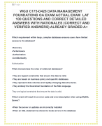 WGU C175-D426 DATA MANAGEMENT FOUNDATIONS OA EXAM ACTUAL EXAM  LAT 100 QUESTIONS AND CORRECT DETAILED ANSWERS WITH RATIONALES (CORRECT AND VERIFIED ANSWERS) ALREADY GRADED A+