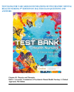TEST BANK FOR VARCAROLIS FOUNDATIONS OF PSYCHIATRIC MENTAL  HEALTH NURSING 9 th EDITION BY HALTER EXAM QUESTIONS AND  ANSWERS