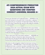 ATI COMPREHENSIVE PREDICTOR  2024 ACTUAL EXAM WITH  QUESTIONS AND VERIFIED  CORRECT ANSWERS/GRADED A+