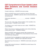 CDT Comprehensive Exam Update 2024 Agrade  | Comprehensive CDT Exam Latest 2024  Questions and Correct Answers Rated  A+ Verified CDT Comprehensive  Quizexam with Accurate Solutions Aranking  Allpass 