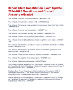 Illinois State Constitution Exam Update  2024-2025 Questions and Correct  Answers AGraded | Verified Illinois State Constitution Exam 2024 Quiz with Accurate Solutions Aranking Apass 