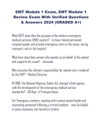 EMT Module 1 Exam, EMT Module 1 Review Exam With Verified Questions  & Answers 2024 (GRADED A+)