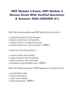 EMT Module 4 Exam, EMT Module 4 Review Exam With Verified Questions  & Answers 2024 (GRADED A+)