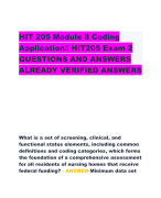 HIT 205 Module 8 Coding  Application// HIT205 Exam 2 QUESTIONS AND ANSWERS  ALREADY VERIFIED ANSWERS
