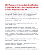 3CX Academy, Intermediate Certification Exam 2024 Update Latest Questions and  Correct Answers Rated A+ | Verified 3CX Academy intermediate Certifications Exam 2024 Quiz with Accurate Solutions Aranking Allpass 