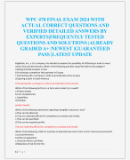 WPC 470 FINAL EXAM 2024 WITH  ACTUAL CORRECT QUESTIONS AND  VERIFIED DETAILED ANSWERS BY  EXPERTS|FREQUENTLY TESTED  QUESTIONS AND SOLUTIONS |ALREADY  GRADED A+ |NEWEST |GUARANTEED  PASS |LATEST UPDATE