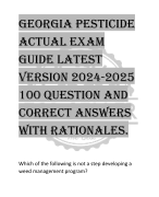 GEORGIA PESTICIDE  ACTUAL EXAM  GUIDE LATEST  VERSION 2024-2025  100 QUESTION AND  CORRECT ANSWERS  WITH RATIONALES