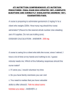 ATI NUTRITTION COMPREHENSIVE/ ATI NUTRITION PROCCTORED FINAL EXAM 2024 UPDATES 100% COMPLETE QUESTIONS AND CORRECTLY HIGHLIGHTED ANSWERS 100% GUARANTEED PASS.