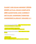 Aaert cer exam newest 2024- 2025 actual exam complete 280 questions and correct detailed answers (verified answers)|already graded a+