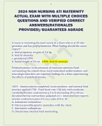 2024 NGN NURSING ATI MATERNITY ACTUAL EXAM WITH MULTIPLE CHOICES  QUESTIONS AND VERIFIED CORRECT  ANSWERS(RATIONALES  PROVIDED)/GUARANTEES AGRADE