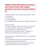 HFMA Certified Specialist Accounting  and Finance Exam 2024 Update  Questions and Correct Answers Rated  A+ | Verified HFMA Certified Specialist Accounting  and Finance Exam 2024 Quiz with Accurate Solutions Aranking Allpass