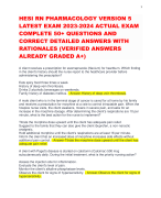 HESI RN PHARMACOLOGY VERSION 5 LATEST EXAM 2023-2024 ACTUAL EXAM COMPLETE 50+ QUESTIONS AND CORRECT DETAILED ANSWERS WITH RATIONALES (VERIFIED ANSWERS ALREADY GRADED A+)
